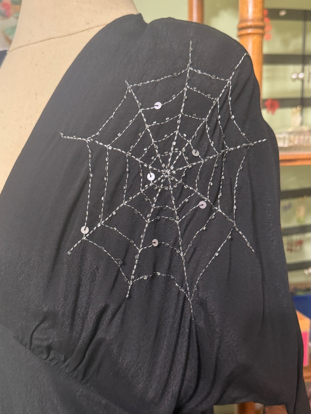 Trashy Diva Black Maxi Dress with Beaded Spiderweb Accents - Picture 3 of 5